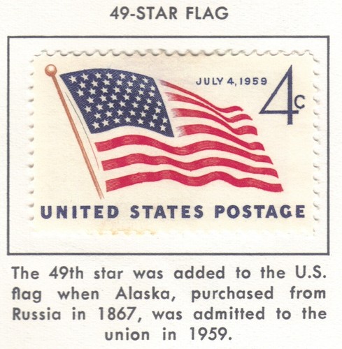 US 1959 49-Star Flag Stamp, New, Hinged