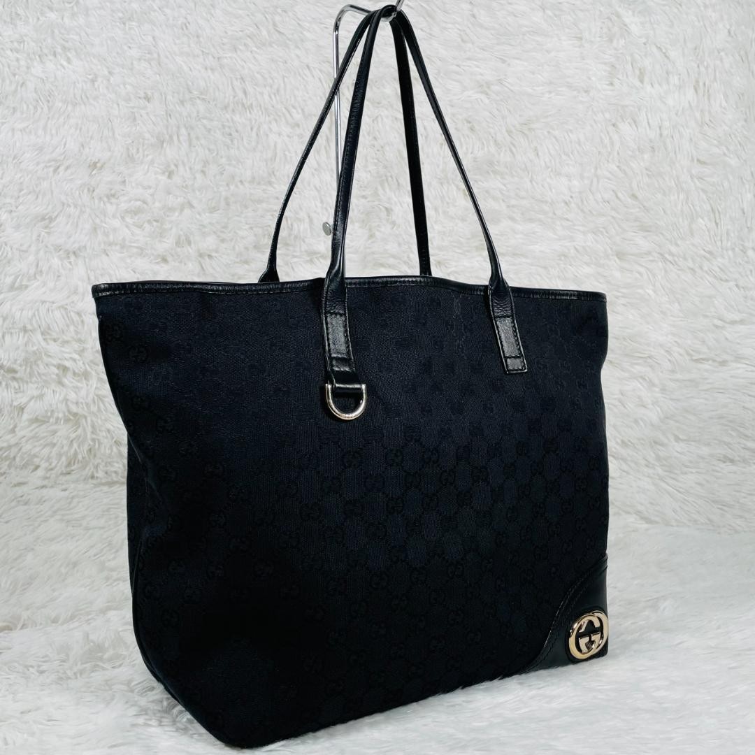 Gucci GG Canvas Brit Tote Black A4 Luxury Handbag New