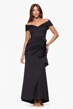 Xscape Black Ava Off the Shoulder Side Ruffle Evening Gown Dress Size 4P $288