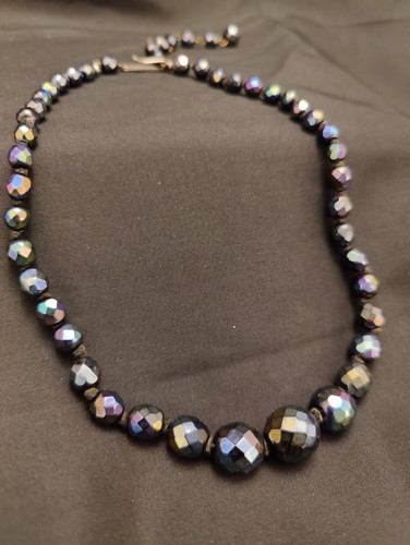 Stunning Vintage West Germany Iridescent Bead Necklace 18"/46cm Jewellery VGC - Picture 3 of 7