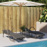 Sonnenliegen 2Er Set Poly Rattan Grau Mit Auflagen FüR Garten Terrasse