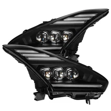 For 09-25 Nissan GT-R Black Housing Alpharex Nova LED Headlights Headlamps