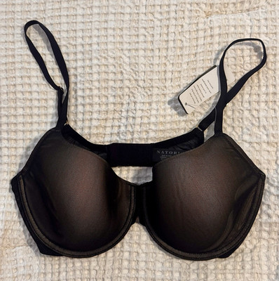 Natori Bliss Perfection Black Mesh Underwired T-Shirt Bra 32DD