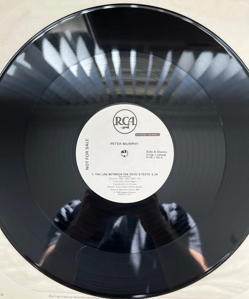1989 Peter Murphy - The Line Between The Devil's Teeth - 12" Single VG+/EX Promo - Image 4 of 4