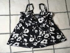 Women  s Swimsuits For All Black And White Floral - Tankini Top. Size - 16