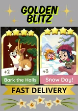 ✅MONOPOLY GO STICKER✅ GOLDEN BLITZ BARK THE HALLS & SNOW DAY! FAST DELIVERY✅