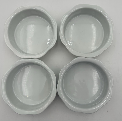 Set Of 4 Mini Stoneware Fluted Tart Flan Baking Dishes White 4x1.25”
