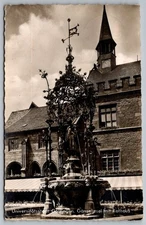 Gänseliesel Fountain Göttingen Rathaus Real Photo Postcard RPPC