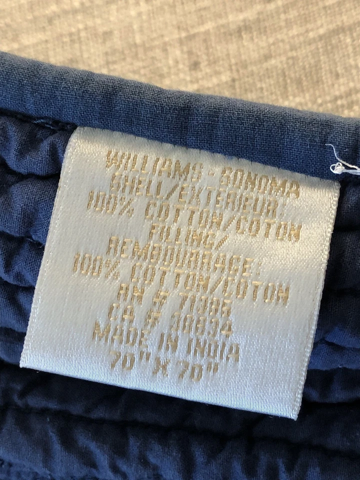 Colcha para el hogar Williams Sonoma doble azul índigo en relieve 70x70 Foto 4 de 4