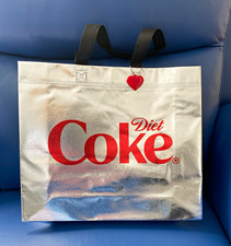 Diet Coke Reusable Shopping Tote Bag Silver with Black Handles