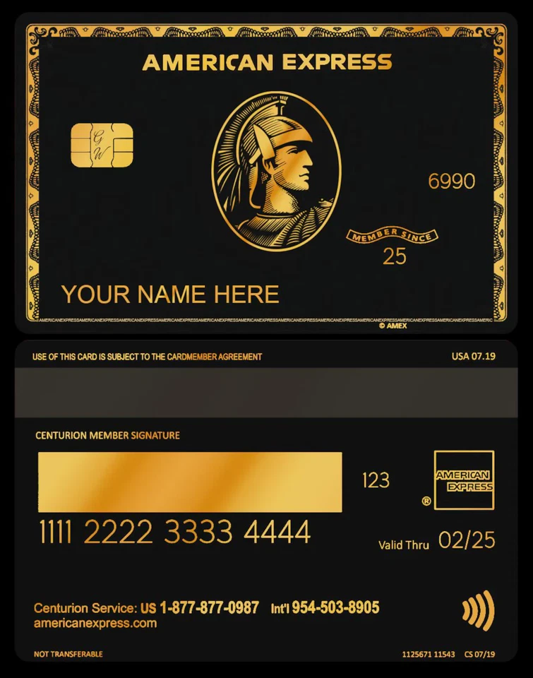 Amex Custom Black Card With Small & Large Chip Design - 2025 Novelty Design. - Image 2 of 3