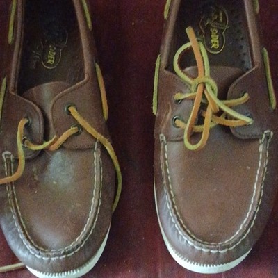 Sperry Top-Sider for J.Crew Men's Brown Leather Boat Shoes Lace-Up Size 9.5M