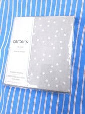 Carter's Fitted Crib Sheet Gray White Stars 100 Cotton 28x52 NEW