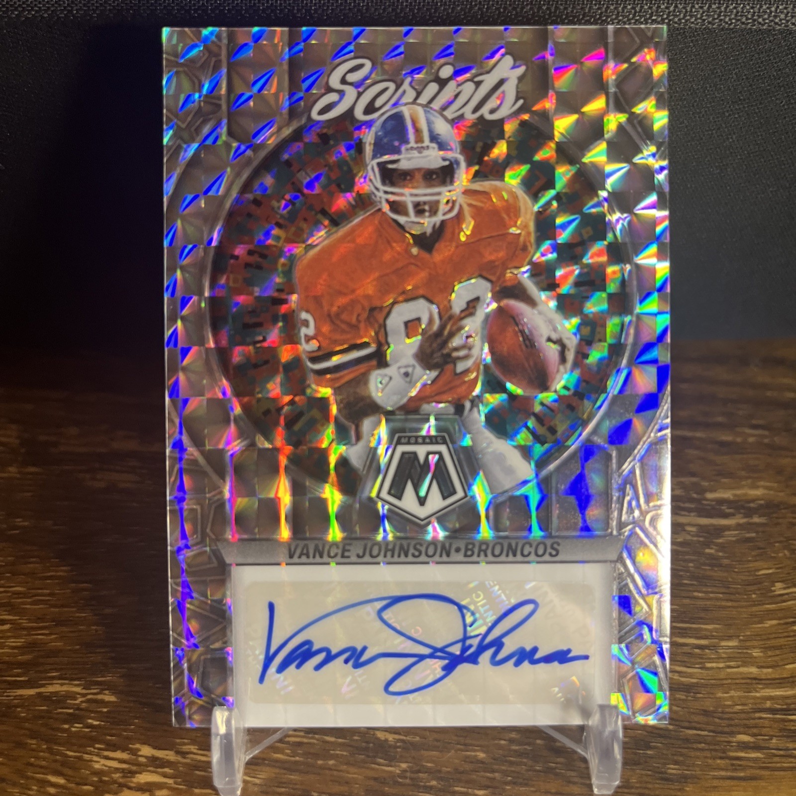 Vance Johnson - 2023 Panini Mosaic Scripts Signatures Autograph Prizm #S-40 Auto