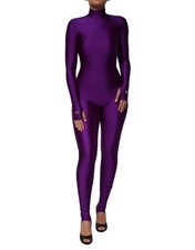 Dolce & Gabbana Purple Nylon Turtleneck Bodycon Jumpsuit Women's Dress Authentic