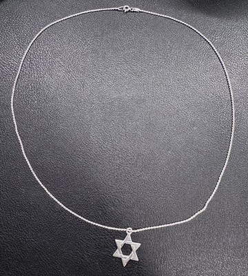 Sterling Silber Diamantschliff Seil Kette mit Sterling Silber Davidstern Anhänger