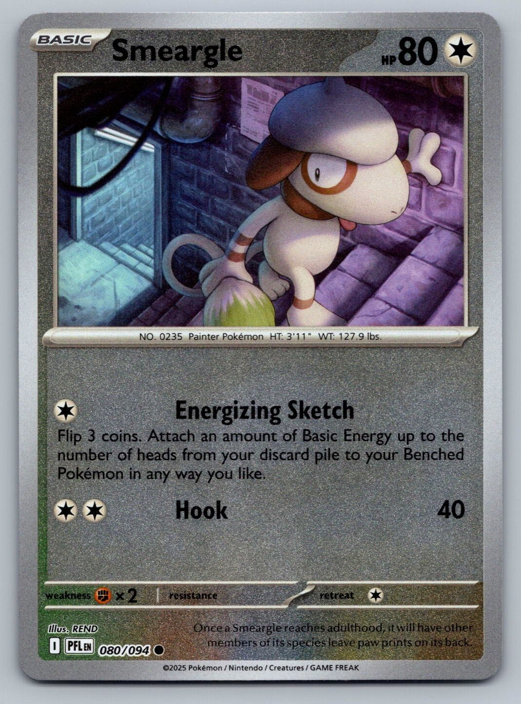 Pokémon TCG Smeargle 080/094 Phantasmal Flames Reverse Holo NM