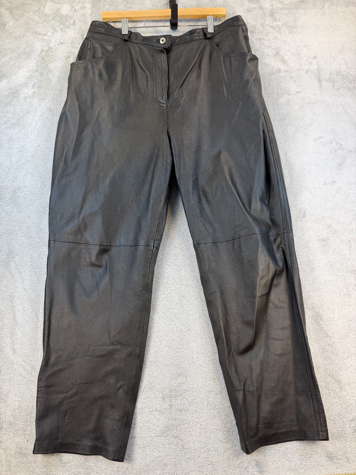 Venezia Vitale 100% Leather Pants Black Lined Women’s Size 18 Vintage Y2K