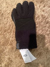 Mens NEW UGG Black Gloves L/XL ,NEW WITH TAGS 21645 Sherpa Glove With Palm Patch