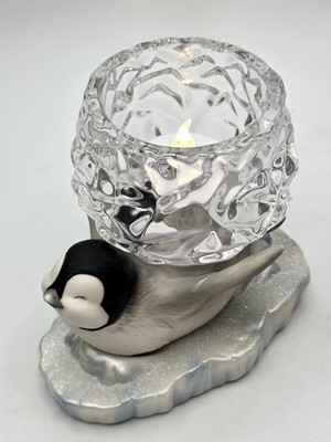 Partylite Polar Pals Penguin Votive/Tealight Candle Holder Toboggan/Sled/Snow