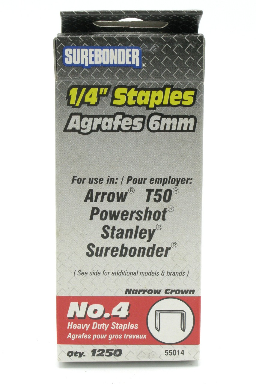 Surebonder 55014 1/4" Heavy Duty Staples No.4, 5x 1250-pack