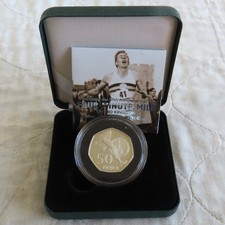 UK 2004 FOUR MINUTE MILE PIEDFORT 50 PENCE SILVER PROOF - boxed/coa