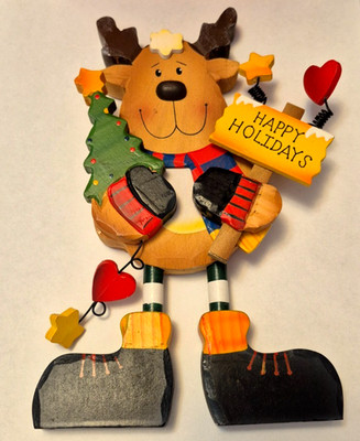 Vintage 2004 AVON HOLIDAY STANDEE WOODEN *REINDEER* FIGURE - EUC