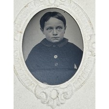 Antique Tintype Civil War era 1860s Studio Photography Young Boy Card