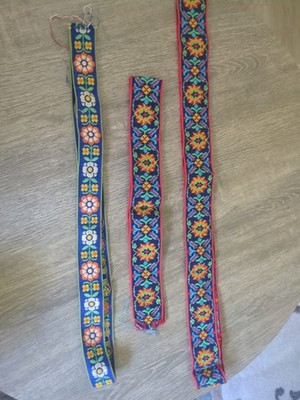 Vintage Jacquard Woven Ribbon Trim Colorful Daisy Scandinavian Patterns 