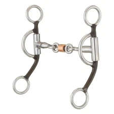 New! Tough-1 ANTIQUE BROWN 3-PIECE SNAFFLE BIT w/ Dogbone center Copper roller