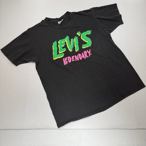 VTG 80s 90s Levis Legendary Graffiti Single Stitch Black T Shirt XL Graphic Tee - Picture 18 of 18