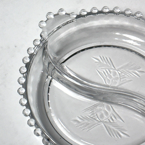 2 ~ Imperial Kerzendocht Kristall Elegant Glas Floral Geätzt GETEILT RELISH SCHALE - Bild 7 von 7