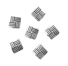 50 pcs Spacer Beads Antiqued Tibetan Silver 8x3mm Flat Square Geometrical Design