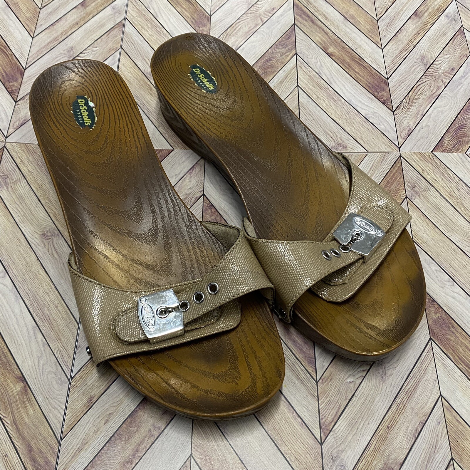 Dr Scholls Original Exercise Sandal Wooden Sole Shoes… Gem