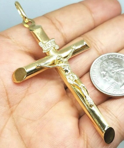 GoLD Cross Jesus pendant 10k Necklace 