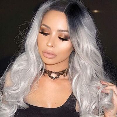 Wigood long synthetic wig. Gray color w darker roots. Never worn. Tabu by Ellen Wille | Peruci Collection – Wigs.com main image 3