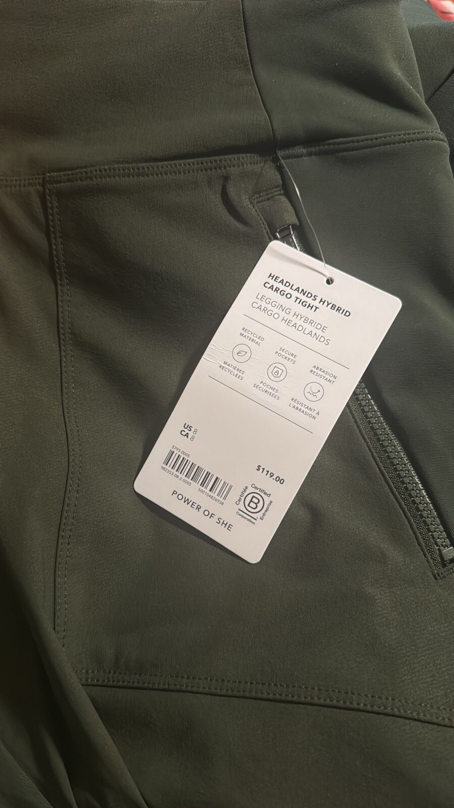 Leggings Athleta Headlands Hybrid Cargo Alta Vita - Nero, Taglia 6, Nuovi Con Etichette
