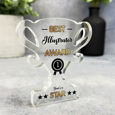 Geschenk für beste Illustratorin Nr. 1 Rosette Trophäe Andenken Plakette Ornament Geschenk