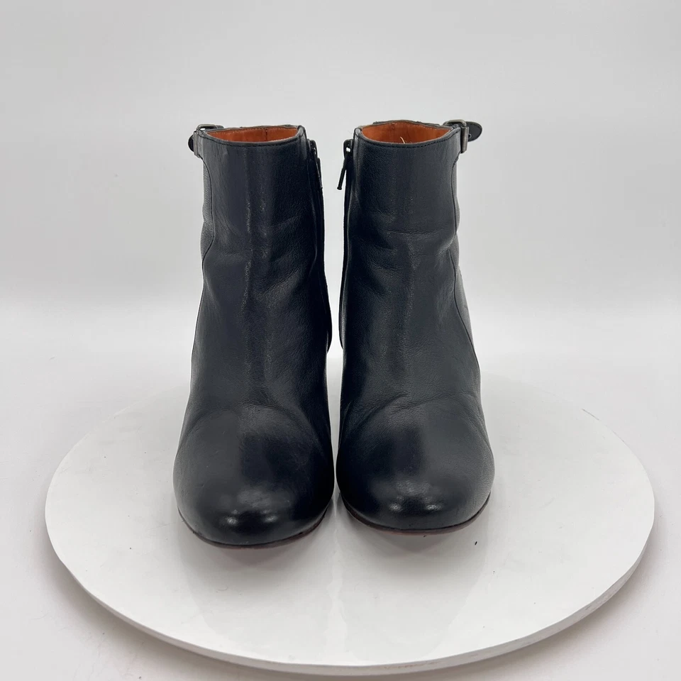 Lanvin Women Size 6 Black Patent Leather Buckle Side Zip Ankle Wedge Boot - Image 2 of 4