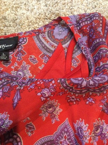 Amywear red floral design blouse top girls 14 - Picture 4 of 7
