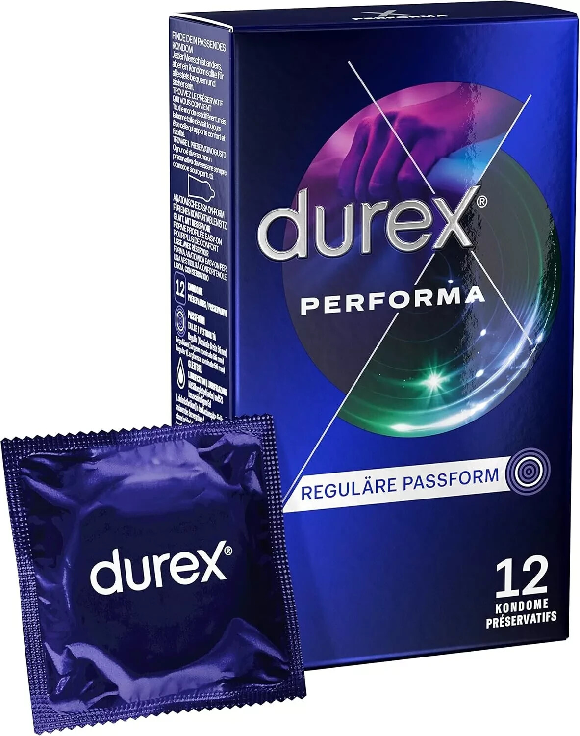Durex Performa Kondome Verlängerungskondome mit 5 % Benzocain-Gel (1 x 12 Stück)