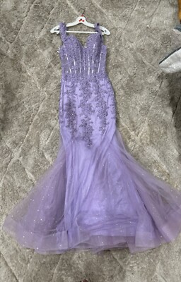 strapless open back dress Simple Long Lilac A-line Sleeveless Prom Dresses  misshow.com