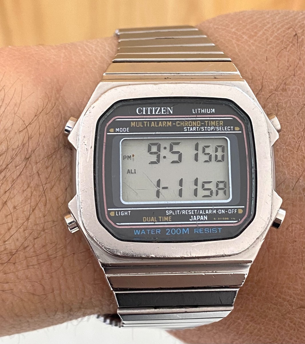 Vintage Citizen Digital Diver Watch 200M Men's Multi Alarm