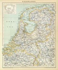 Niederlande Holland historische Landkarte antike Karte Lithographie ca. 1892