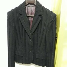 Sisley Italy Black Wool Satin Lined Jacket Coat Size 46