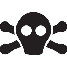 Cartoon Skull Crossbones - Decal Sticker - Multiple Color  Sizes - ebn644