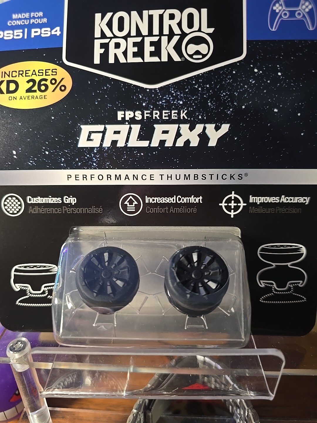 Black PS5|PS4 Kontrol Freek FPS Galaxy 1 Mid 1 High Rise Perfomance Thumbsticks