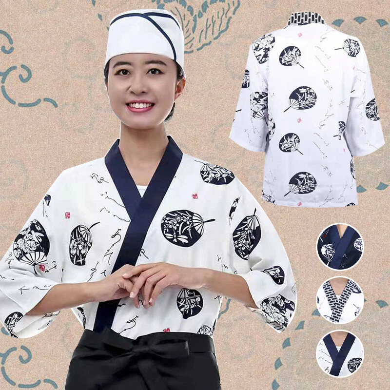 Sushi Chef Coat Serving Short Japanese Kimono Sushi Chef Uniform Restaurant - Image 3 of 4