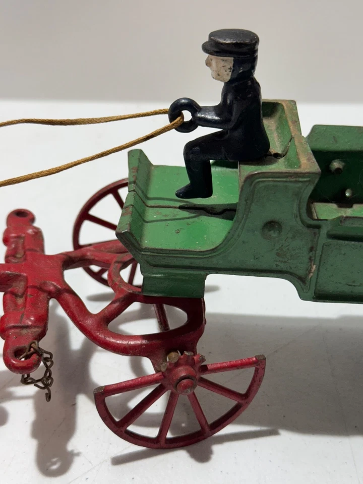 老式 HUBLEY 铸铁马拖绿色 WAGON 2 马和球杆 — 第 4/4 张图片