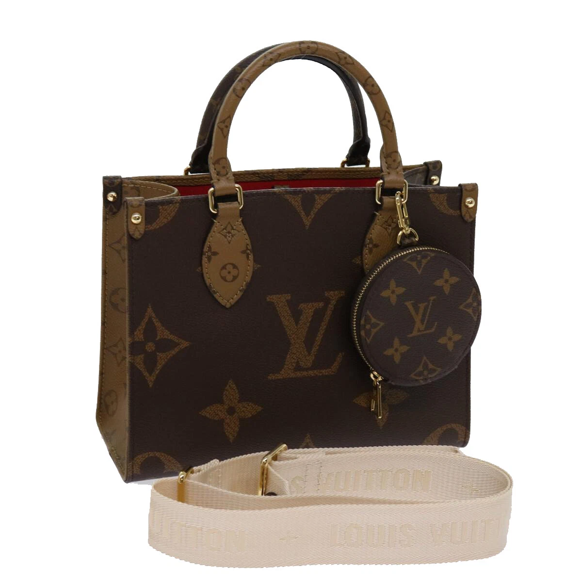 LOUIS VUITTON Monogram Reverse On The Go PM Hand Bag M46373 LV 